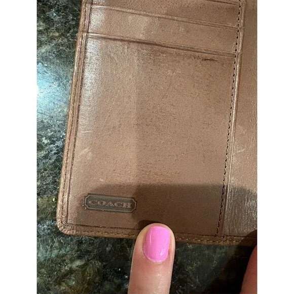 Coach Vintage Wallet Womens Brown Billfold Tab Closure Brass Logo Plate - Picture 8 of 8
